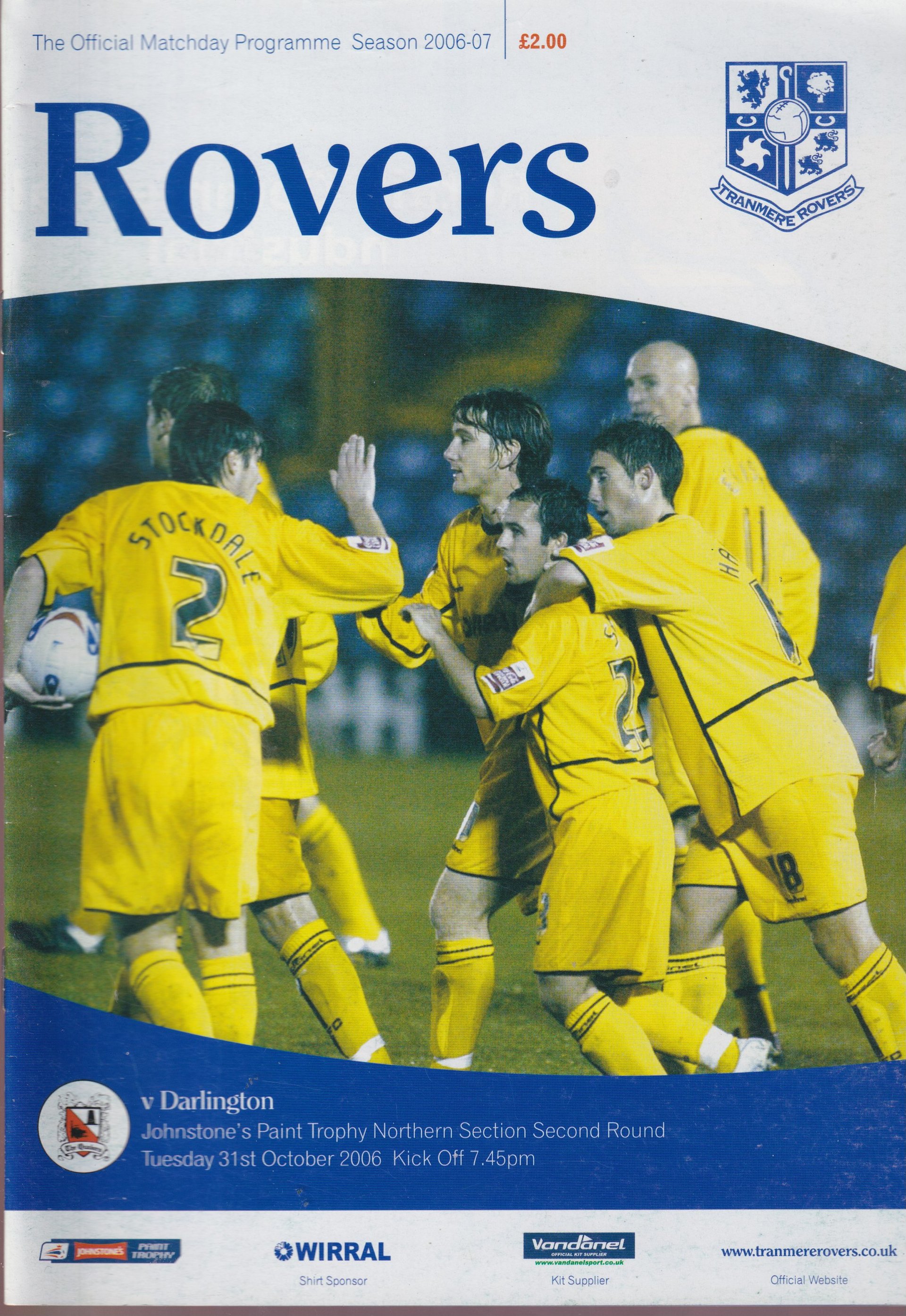 Tranmere Rovers v Darlington match programme